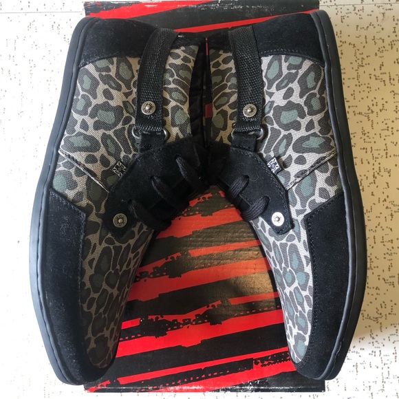 T.U.K Grey Leopard Mid Bomber Sneaker - Picture 2 of 7